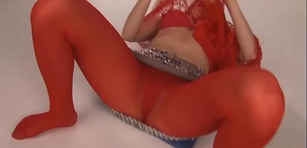  Striptease in my shiny silver skirt and red see-through scarf